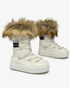 Dziecięce wsuwane buty a'la śniegowce z futerkiem w kolorze m Asika Dziewczęce