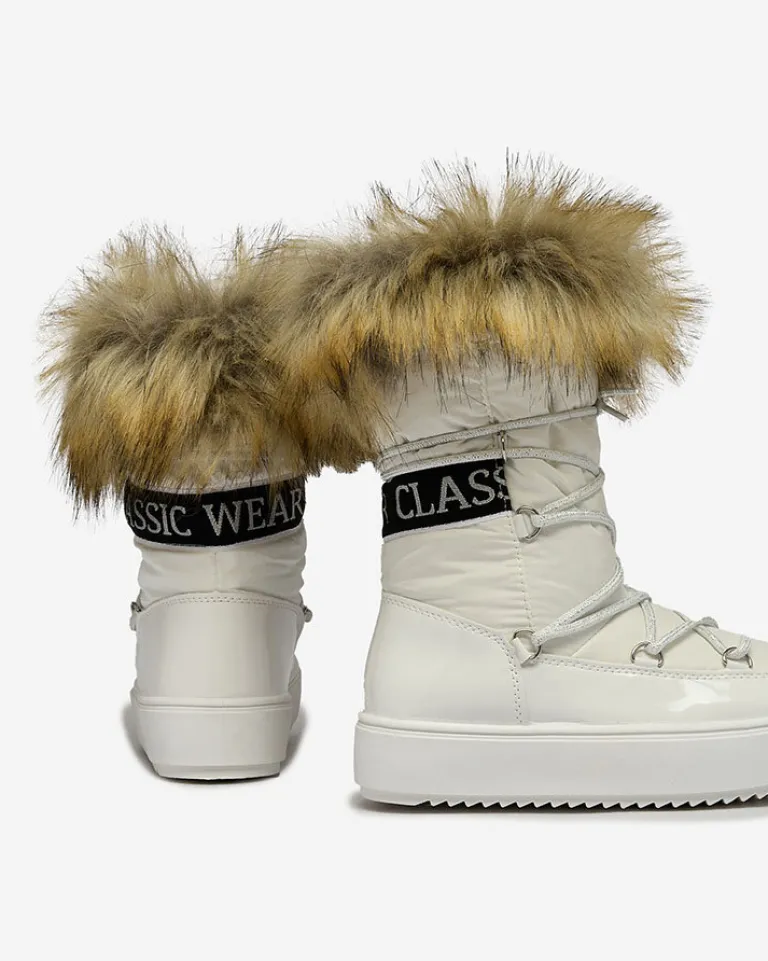 Dziecięce wsuwane buty a'la śniegowce z futerkiem w kolorze m Asika Dziewczęce