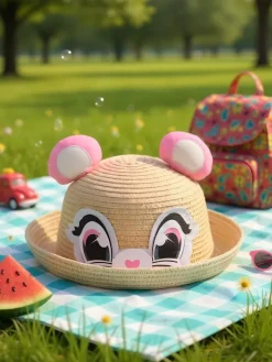 Outlet Dziecięcy Kapelusz Słomkowy Bear Eyes Straw Hat Czapki