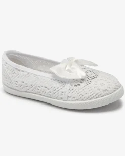 Online Dziewczęce białe tenisówki slip on z kokardką Sweet Time Dziewczęce