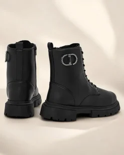 Sale Eko skórzane damskie botki Enoll Workery|Botki Sznurowane