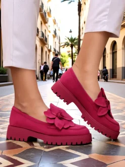 Best Eko zamszowe mokasyny damskie z kwiatem Floverse Mokasyny Na Płaskiej Podeszwie