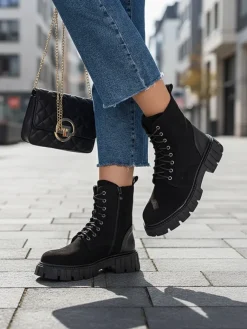 Hot Eko zamszowe damskie botki workery Edvines Workery|Botki Z Delikatnym Ociepleniem