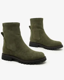 Online Eko-zamszowe damskie botki Gebimma Botki Z Delikatnym Ociepleniem|Botki Na Płaskim Obcasie