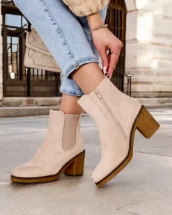 New Eko-zamszowe damskie botki na słupku Bregianka Botki Z Delikatnym Ociepleniem|Botki Na Słupku