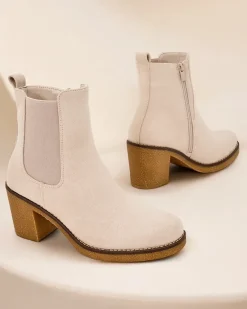 New Eko-zamszowe damskie botki na słupku Bregianka Botki Z Delikatnym Ociepleniem|Botki Na Słupku