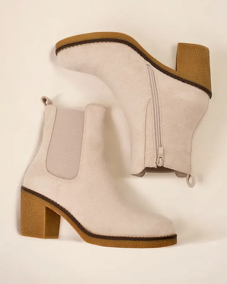 New Eko-zamszowe damskie botki na słupku Bregianka Botki Z Delikatnym Ociepleniem|Botki Na Słupku