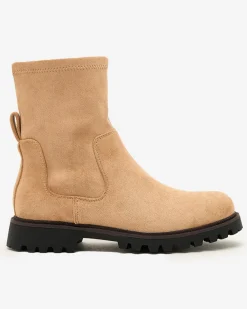 Discount Eko-zamszowe damskie botki Gebimma Botki Z Delikatnym Ociepleniem|Botki Na Płaskim Obcasie