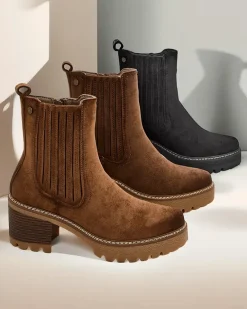 New Eko-zamszowe damskie botki na słupku Segiag Botki Z Delikatnym Ociepleniem|Botki Na Słupku