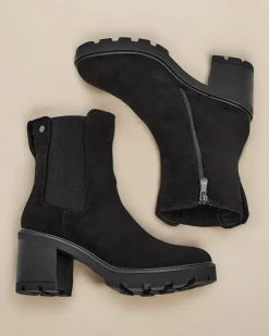 Outlet Eko-zamszowe damskie botki na słupku Weggis Botki Z Delikatnym Ociepleniem|Botki Na Słupku