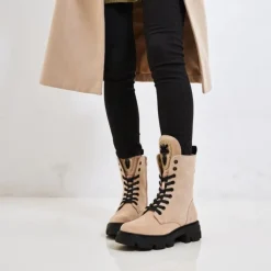 Outlet Eko-zamszowe damskie botki workery Moxox Workery|Botki Z Delikatnym Ociepleniem