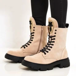 Outlet Eko-zamszowe damskie botki workery Moxox Workery|Botki Z Delikatnym Ociepleniem