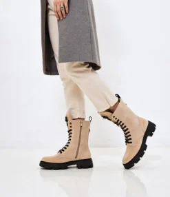 Outlet Eko-zamszowe damskie botki workery Moxox Workery|Botki Z Delikatnym Ociepleniem