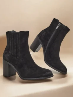 Eko-zamszowe damskie botki na słupku Cesios Botki Z Delikatnym Ociepleniem|Botki Na Słupku