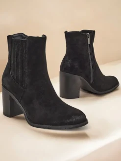 Eko-zamszowe damskie botki na słupku Cesios Botki Z Delikatnym Ociepleniem|Botki Na Słupku