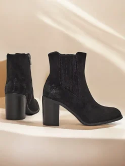 Eko-zamszowe damskie botki na słupku Cesios Botki Z Delikatnym Ociepleniem|Botki Na Słupku