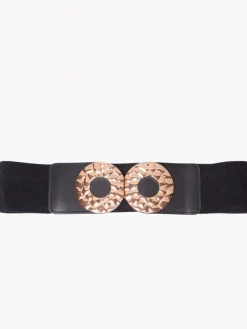 Discount Elastyczny pasek z ozdobną złotą klamrą Damskie Paski