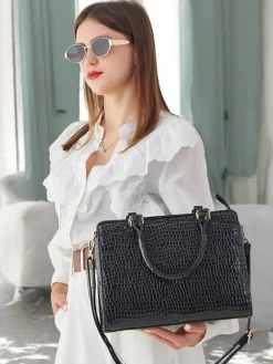 Best Elegancka torebka damska lakierowana z tłoczeniem Damskie Torebki Shoppers