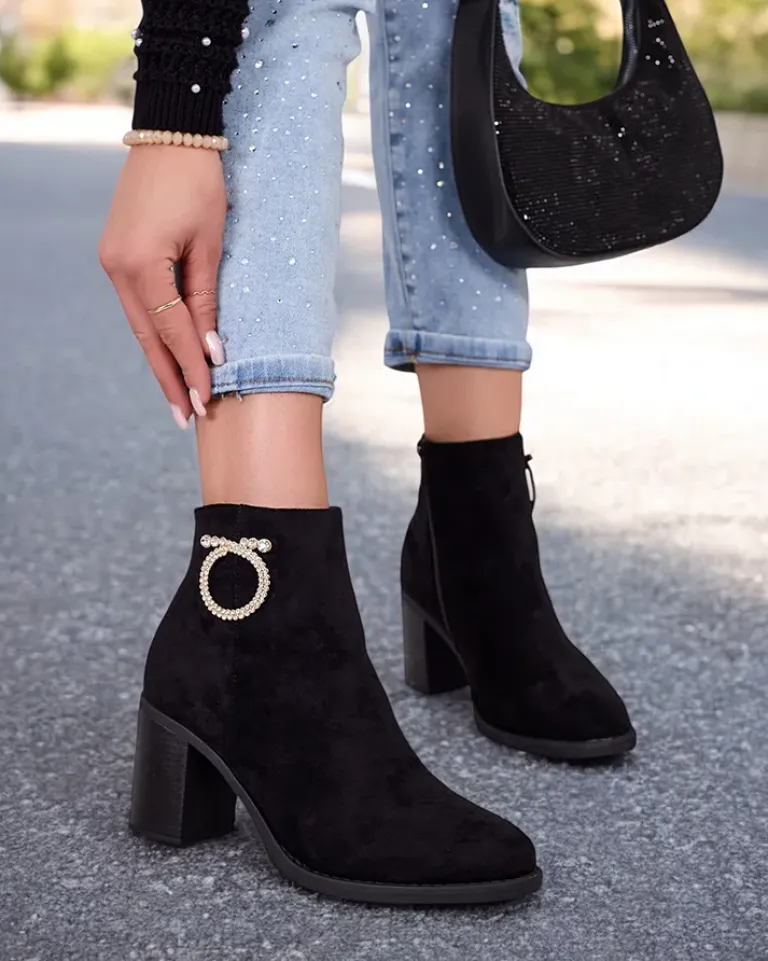 Discount Eleganckie botki damskie Osiom Botki Z Delikatnym Ociepleniem|Botki Na Słupku