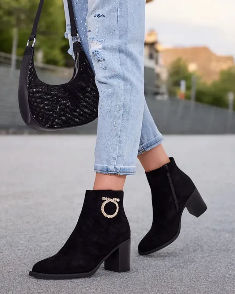 Discount Eleganckie botki damskie Osiom Botki Z Delikatnym Ociepleniem|Botki Na Słupku