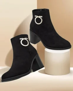 Discount Eleganckie botki damskie Osiom Botki Z Delikatnym Ociepleniem|Botki Na Słupku