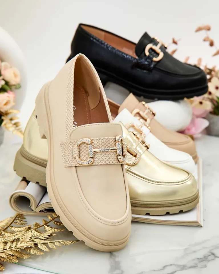 Discount Eleganckie mokasyny damskie Fix Mokasyny Na Płaskiej Podeszwie