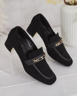 New Eleganckie mokasyny damskie na niskim słupku Oflem Półbuty|Mokasyny Na Obcasie