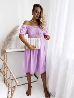 Sale Fioletowa damska sukienka mini a'la hiszpanka Sukienki Letnie|Sukienki Krótkie