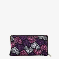 Discount Fioletowa torba zakupowa w serduszka składana w portfel Damskie Materiałowe|Torebki Shoppers
