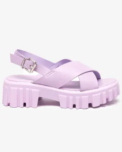 Hot Fioletowe damskie sandały na masywnej podeszwie Otida Buty Na Wielkie Wyjście|Sandały Na Słupku