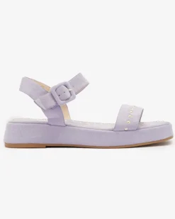 Best Fioletowe sandały damskie z dżetami Franssia Sandały Płaskie