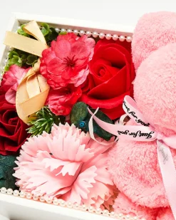 Best Flowerbox Kwiaty w pudełku z misiem Dekoracje I Ozdoby