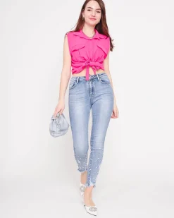 Fuksjowa koszula damska zapinana na guziki Bluzki / Koszule / Koszulki