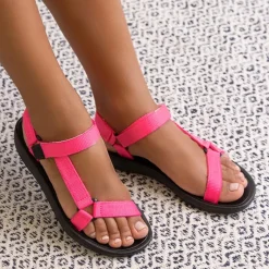 Best Fuksjowe damskie sportowe sandały Tatag Sandały Płaskie