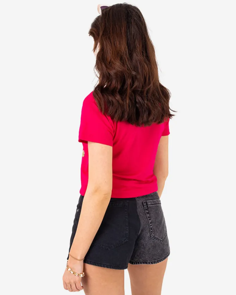 Best damski t-shirt z cekinami i napisami Bluzki / Koszule / Koszulki