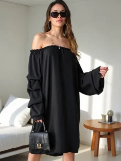 Sale Gładka damska sukienka a'la hiszpanka z falbankami Plus Size