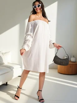 Best Gładka damska sukienka a'la hiszpanka z falbankami Plus Size