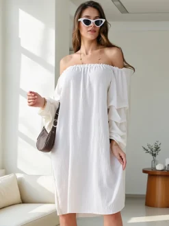 Best Gładka damska sukienka a'la hiszpanka z falbankami Plus Size