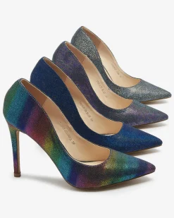 Clearance Grafitowe holograficzne damskie czółenka na szpilce Soddo Szpilki|Klasyczne