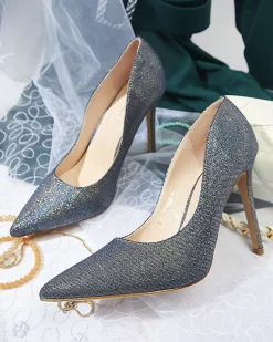 Clearance Grafitowe holograficzne damskie czółenka na szpilce Soddo Szpilki|Klasyczne