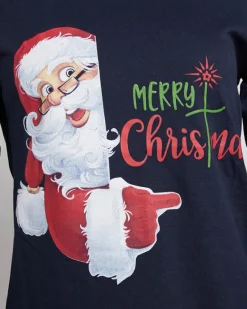 Best Granatowa damska 2-częściowa piżama ze świątecznym printem Piżamy