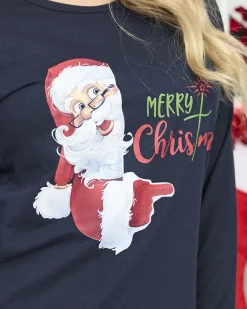 Best Granatowa damska 2-częściowa piżama ze świątecznym printem Piżamy