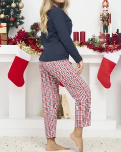 Best Granatowa damska 2-częściowa piżama ze świątecznym printem Piżamy