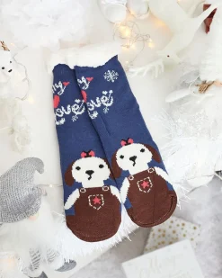 New Granatowe damskie ciepłe skarpetki z kożuszkiem Skarpetki