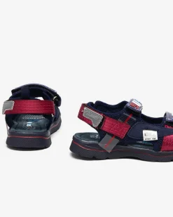 Online Granatowe dziecięce sandałki z naszywkami Netiks Chłopięce