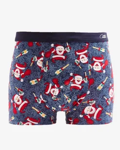 Discount Granatowe męskie bokserki świąteczne Majtki