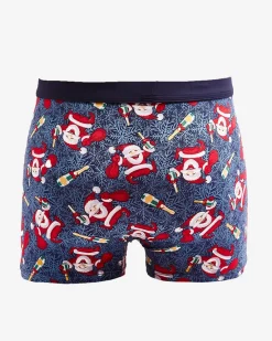 Discount Granatowe męskie bokserki świąteczne Majtki