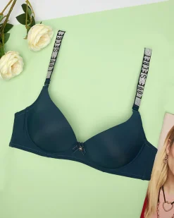 Discount gładki biustonosz push-up ze zdobionymi ramiączkami Codzienne