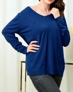 Best sweter damski z dekoltem w serek Swetry