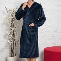 Sale Granatowy szlafrok męski Szlafroki